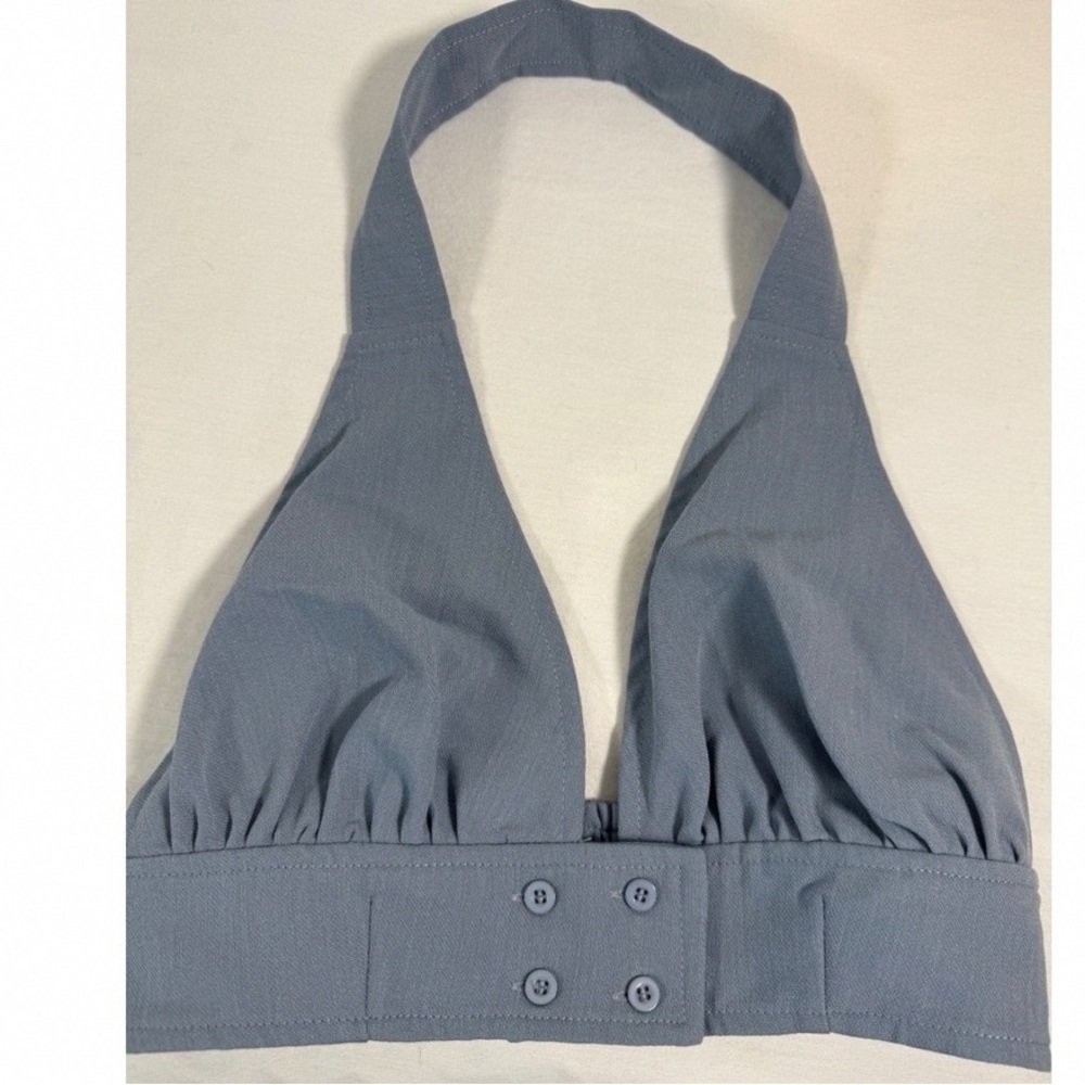 Elegant Blue Halter Crop Top